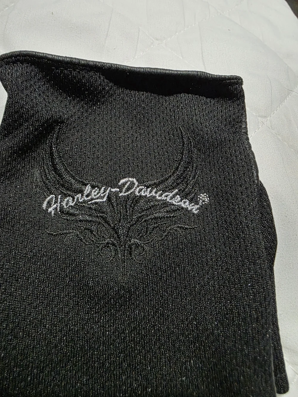 Harley-Davidson Women's Black Fingerless Motorcycle Gloves with Embroidered Logo